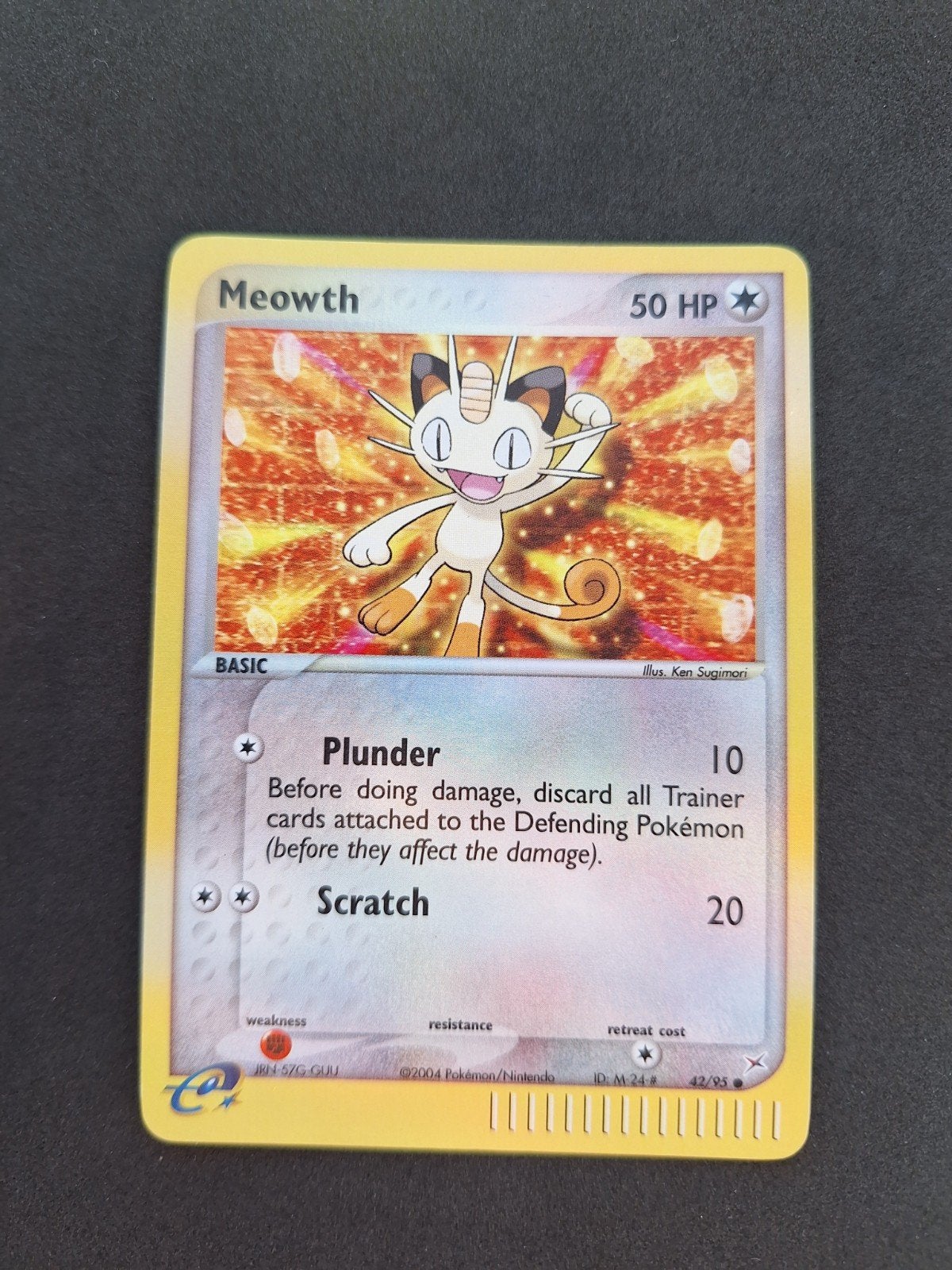 Meowth 42/95 Team Magma vs Team Aqua reverse holo, Ophalen of Verzenden, Zo goed als nieuw, Losse kaart, Foil