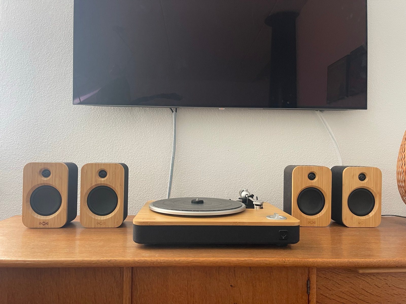House of Marley platenspeler met vier speakers, Audio, Tv en Foto, Platenspelers, Ophalen, Zo goed als nieuw, Platenspeler, Overige merken