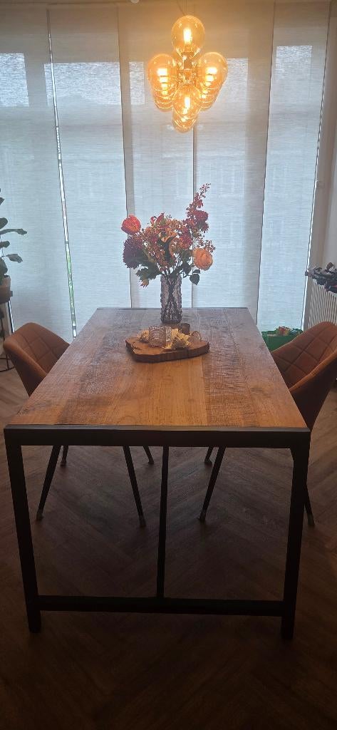 Eettafel, Huis en Inrichting, Ophalen, Gebruikt, Teakhout, 50 tot 100 cm