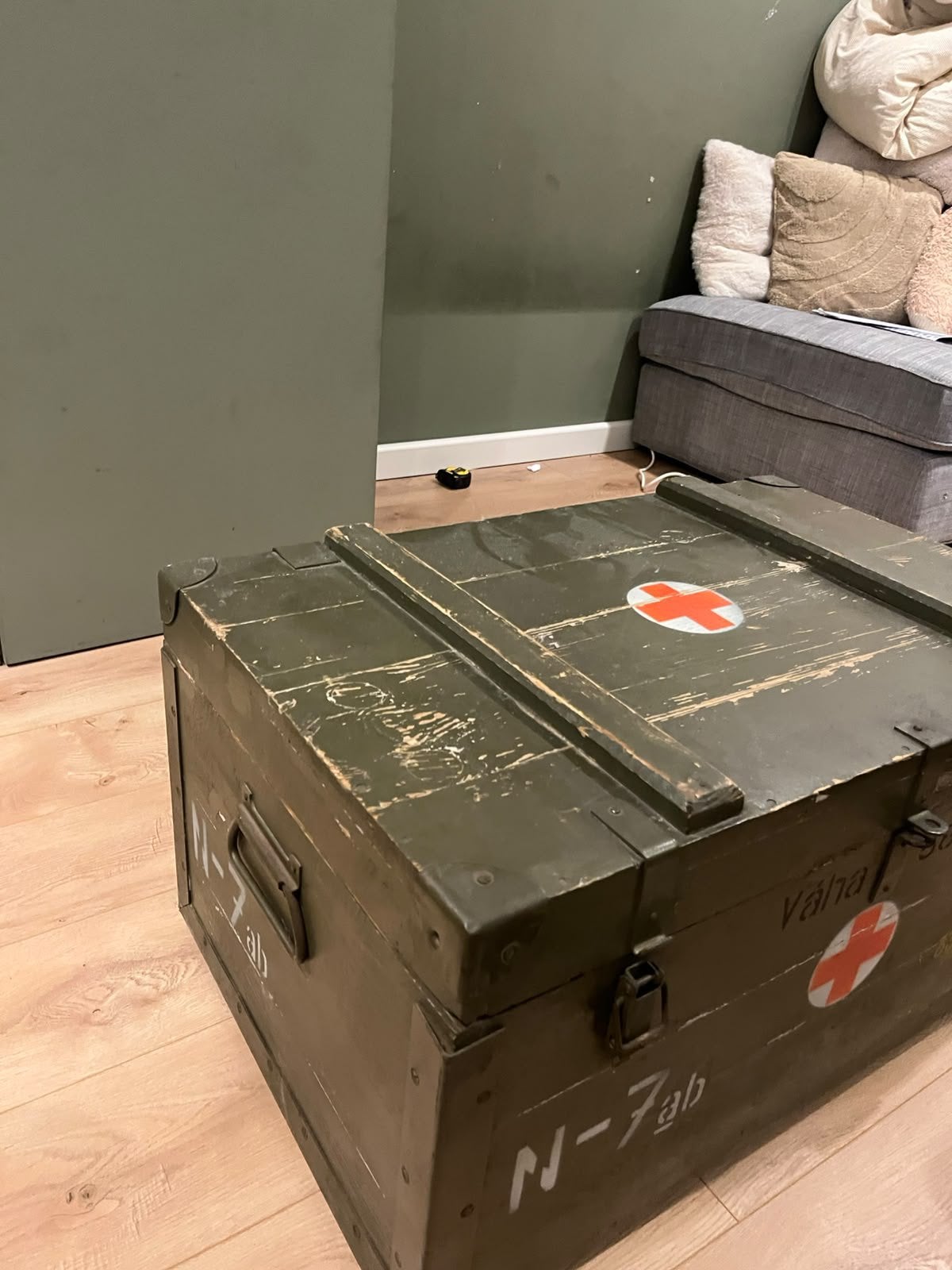 Oude leger kist / vintage militaire houten kist, Huis en Inrichting, Ophalen, Zo goed als nieuw, 50 tot 100 cm, Minder dan 50 cm