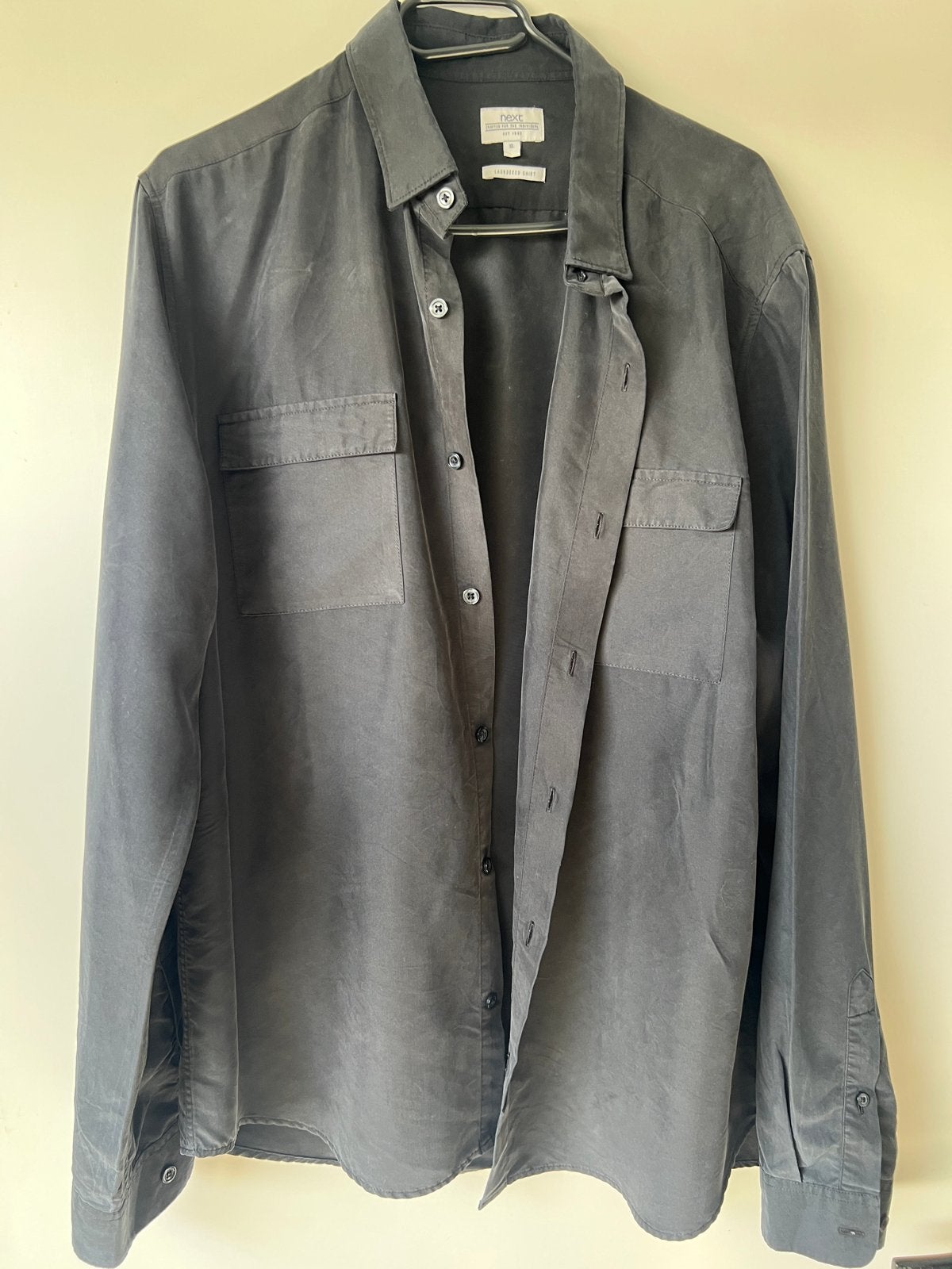 next dark grey laundered shirt xl dual chest pockets, Ophalen of Verzenden