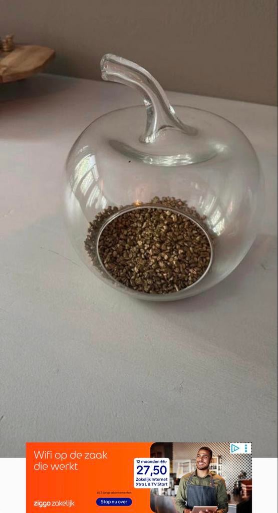 Glazen appel decoratie met vulling, Ophalen, Zo goed als nieuw, Glas