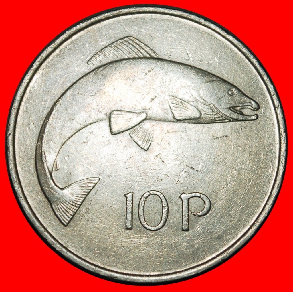 Ⰺ GREAT BRITAIN (1969-1986): IRELAND 10 PENCE 1976 SALMON!, Ophalen of Verzenden, Overige landen, Losse munt