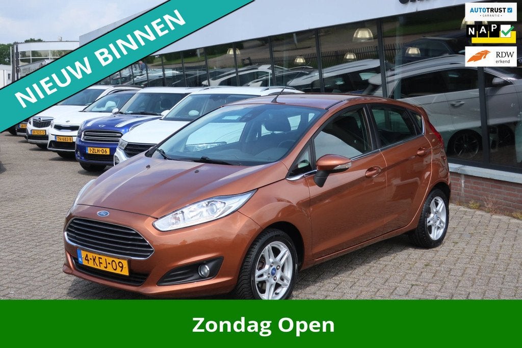 Ford Fiesta 1.0 EcoBoost Titanium. 2eEigenaar_PDC_NAP_LED_CR, Auto's, Ford, Voorwielaandrijving, Euro 5, Zwart, Bruin