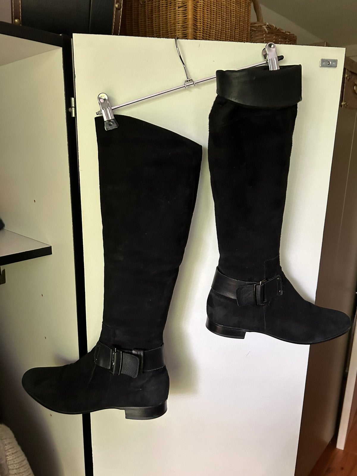 Suede knie laars van Manfield mt 39, Ophalen, Zo goed als nieuw, Zwart, Hoge laarzen