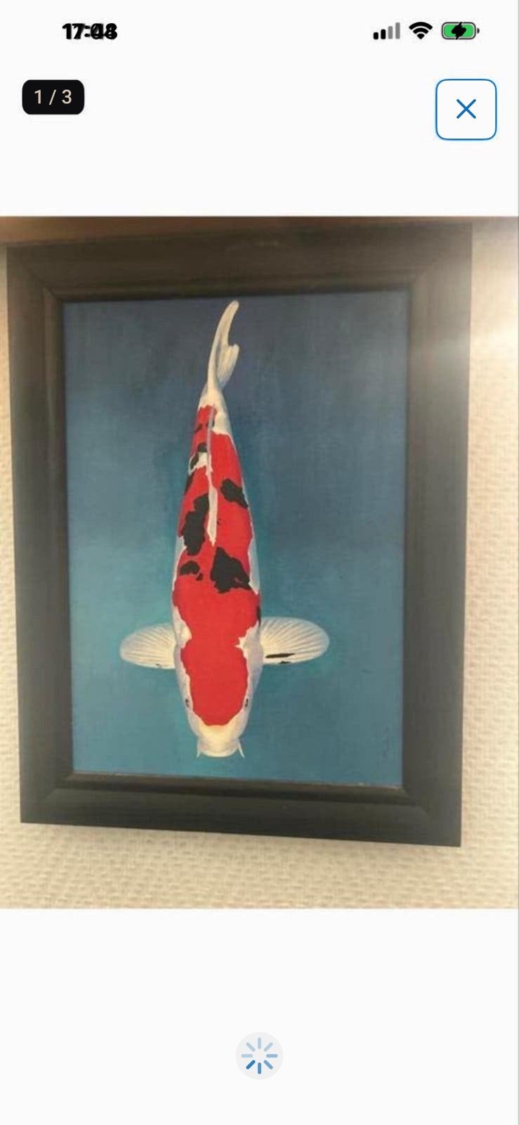 Schilderij Koi Karper - Handgeschilderd olieverf Ingelijst, Antiek en Kunst, Handgeschilderd, Ophalen of Verzenden, Dieren, Olieverf