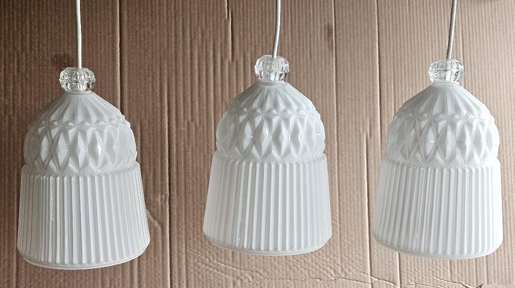 hanglamp Vanadin Ikea glas 3 stuks, Huis en Inrichting, Lampen | Hanglampen, Ophalen, Vintage design, Minder dan 50 cm, Glas