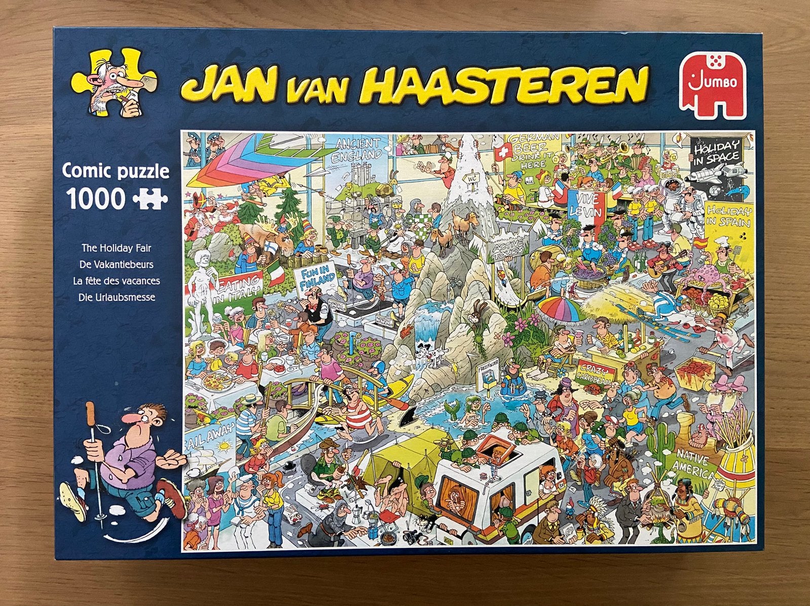 Puzzel Jan van Haasteren, 1000 stukjes, De vakantiebeurs, Ophalen of Verzenden, 500 t/m 1500 stukjes, Zo goed als nieuw