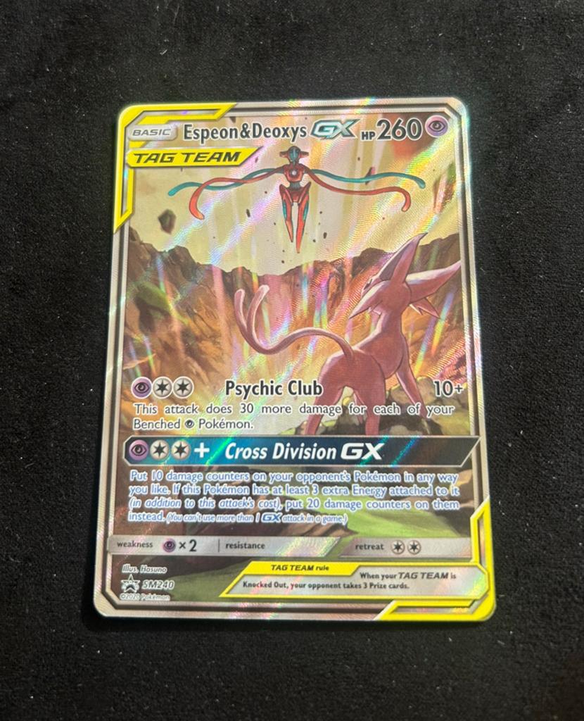 Pokrmon Espeon & Deoxys GX (SM240), Ophalen of Verzenden, Zo goed als nieuw