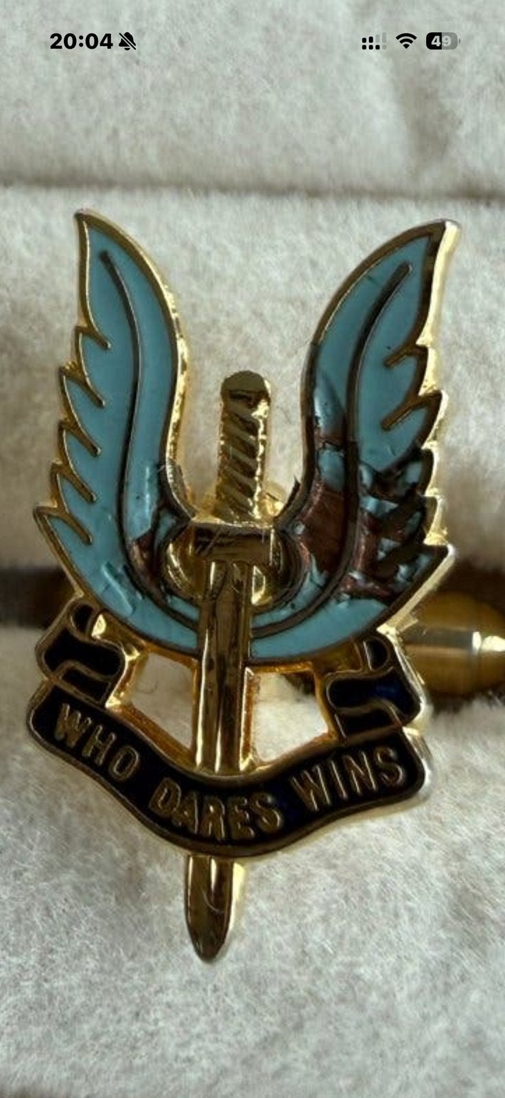 SAS Manchetknopen - 'Who Dares Wins', Ophalen of Verzenden, Zo goed als nieuw, Overige materialen, Verguld