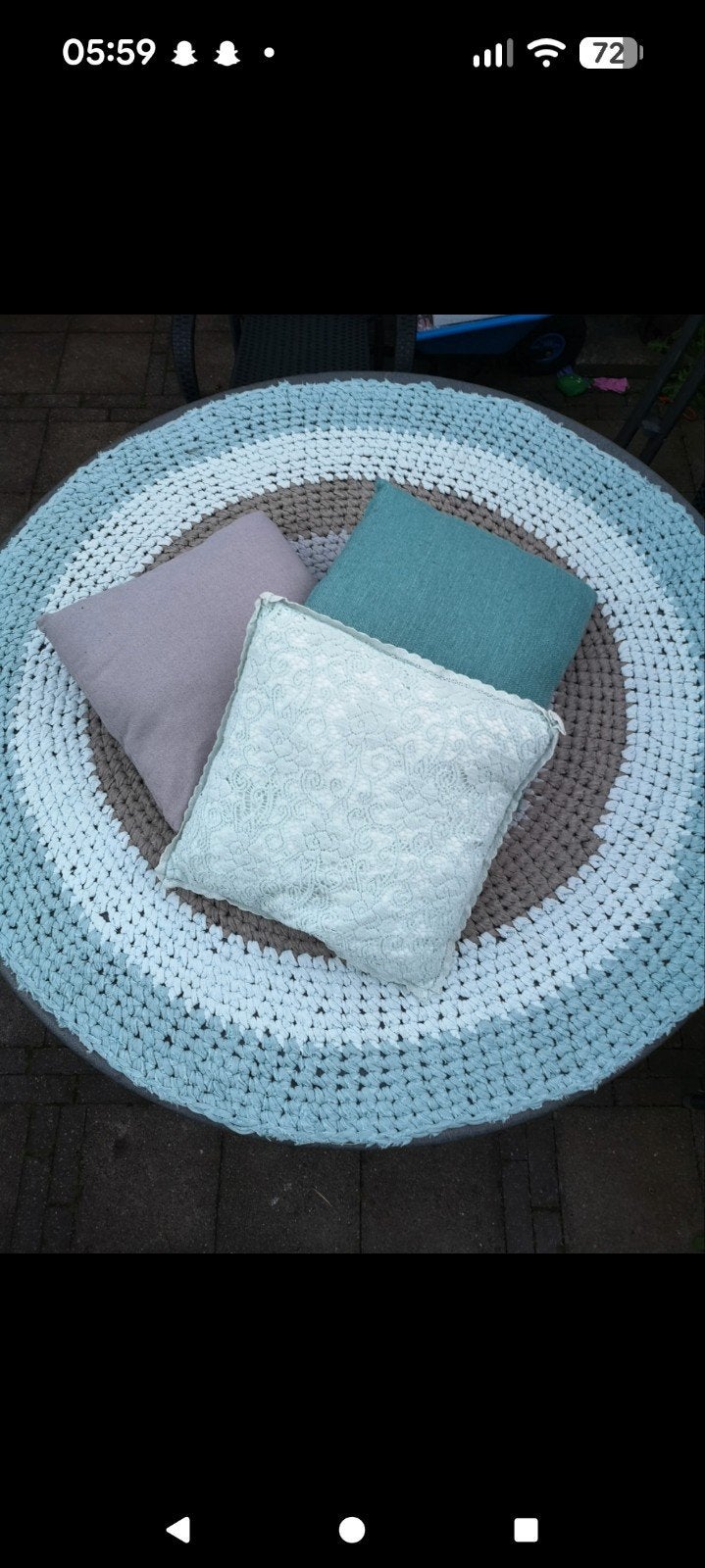 Set kussens pastel groen/grijs met Sebra vloerkleed, Overige merken, Meerkleurig, Vierkant, Ophalen of Verzenden