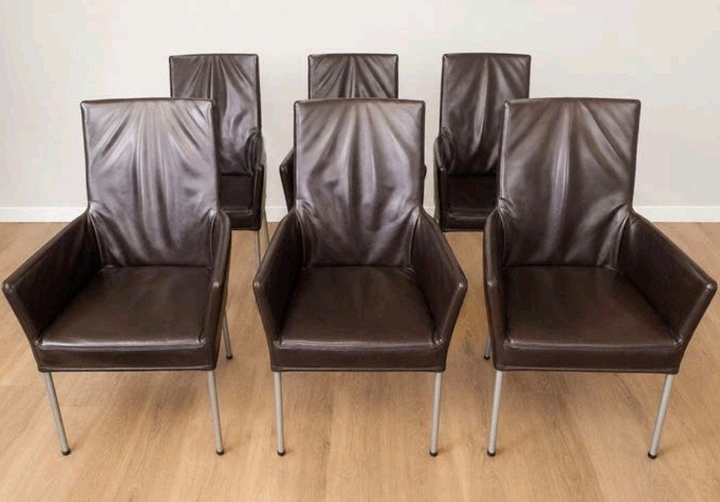 6 nette moderne eetkamerstoelen kuipstoelen donkerbruin, Ophalen, Gebruikt, Bruin, Vijf, Zes of meer stoelen
