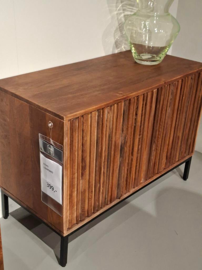 Showroommodel Tv-dressoir Ritmo Mango hout, Ophalen, Nieuw, Minder dan 100 cm, Metaal