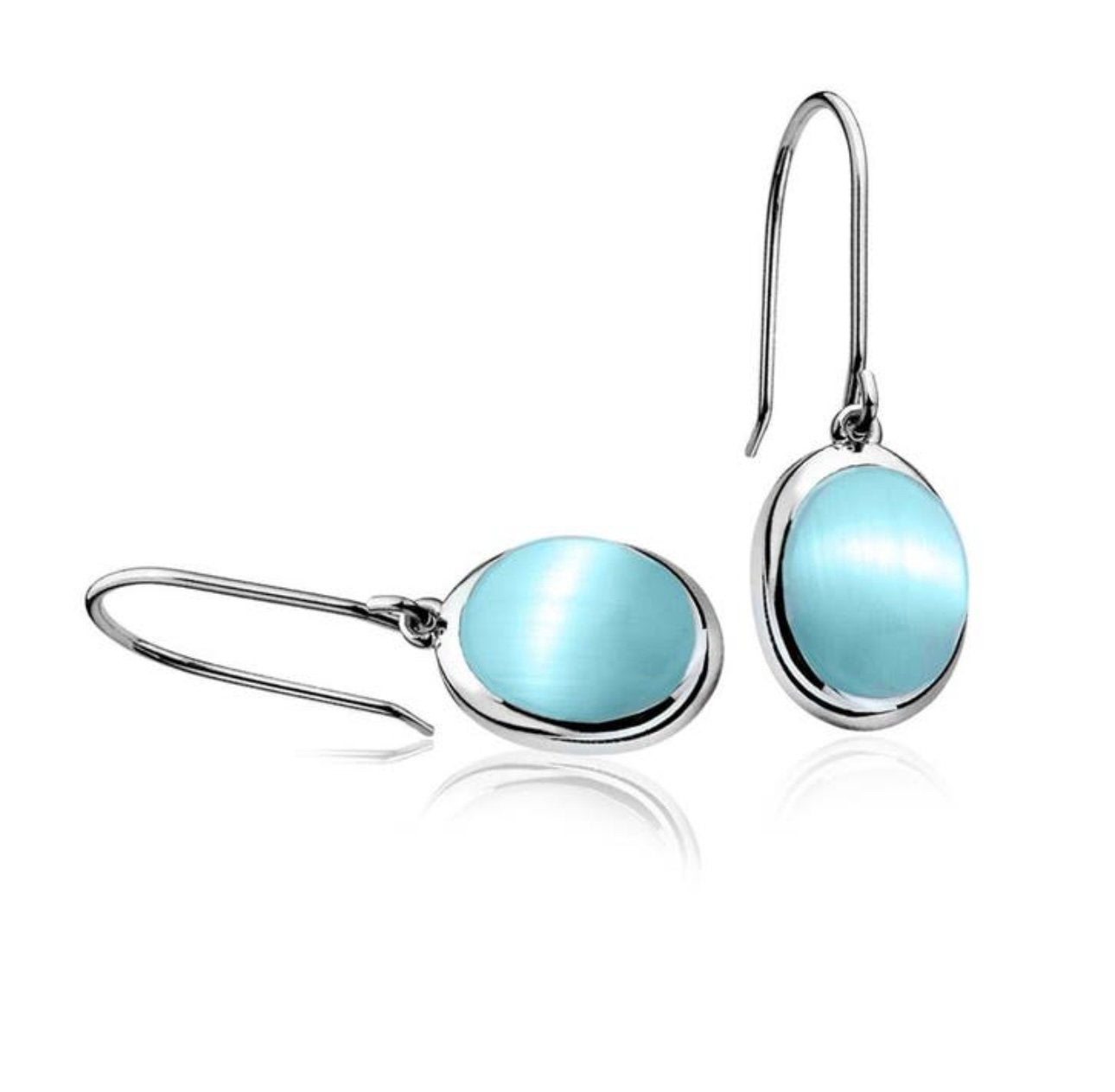 Zinzi zilver 925 oorhangers oorbellen Turquoise kattenoog, Sieraden, Tassen en Uiterlijk, Oorbellen, Hangers, Blauw, Nieuw, Ophalen of Verzenden