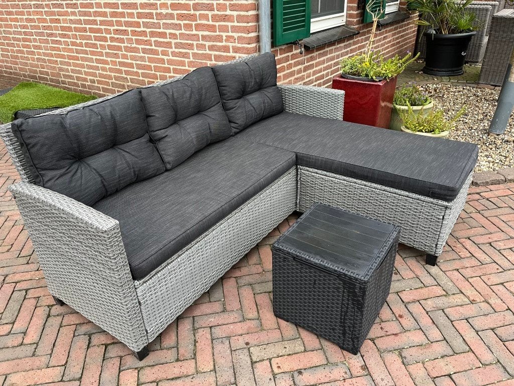 loungebank grijs met antraciet kussen, Tuin en Terras, Ophalen, Gebruikt