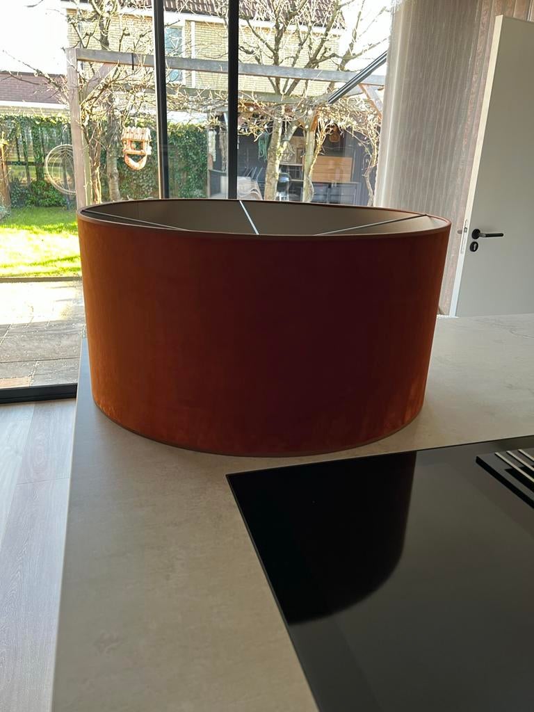 Maison Manon Oranje Suède Lampenkap - Nieuwstaat, Ophalen, Overige kleuren, 25 tot 50 cm, Rond