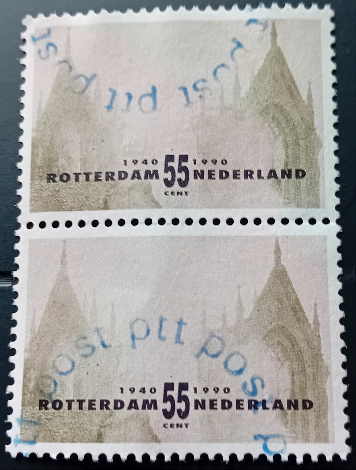 Postzegel opbouw Rotterdam Laurenskerk, Ophalen of Verzenden, Na 1940, Gestempeld