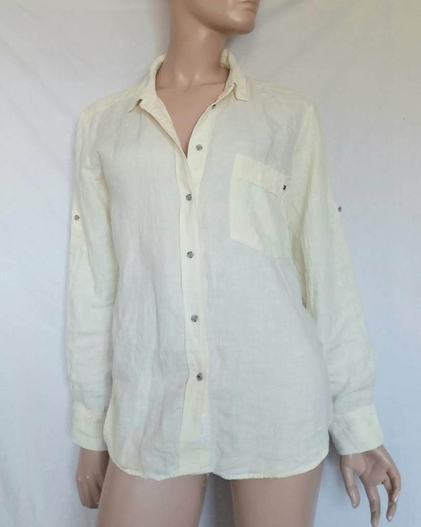 TOMMY HILFIGER LINNEN Blouse , Maat 38, Ophalen of Verzenden, Zo goed als nieuw, Maat 38/40 (M), Geel
