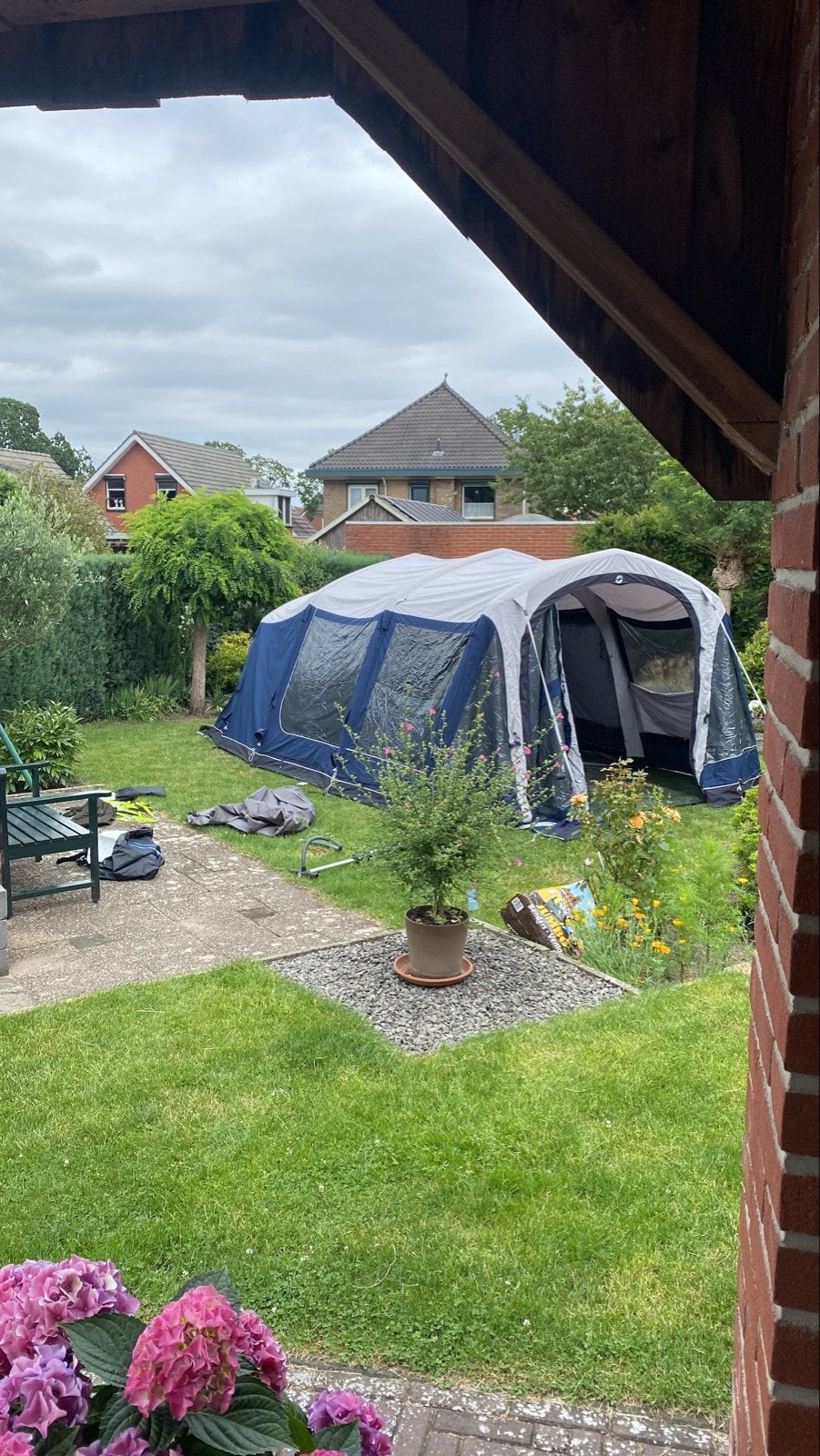 Outwell Stone Lake 5ATC opblaasbare tent (katoen), Caravans en Kamperen, Tenten, Ophalen, Gebruikt, Tot en met 5
