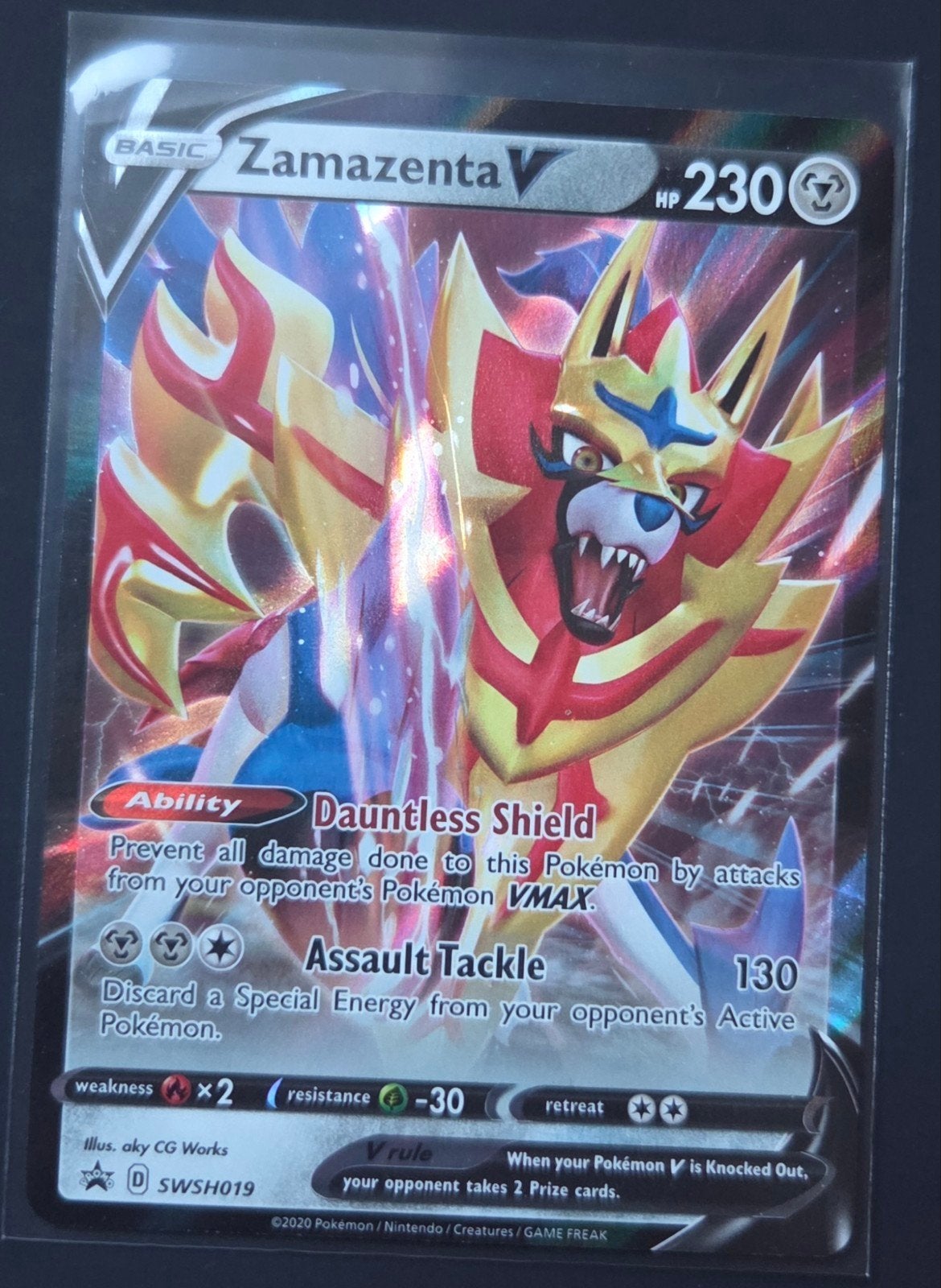 Zamazenta V SWSH019 Promo, Ophalen, Zo goed als nieuw, Losse kaart, Foil