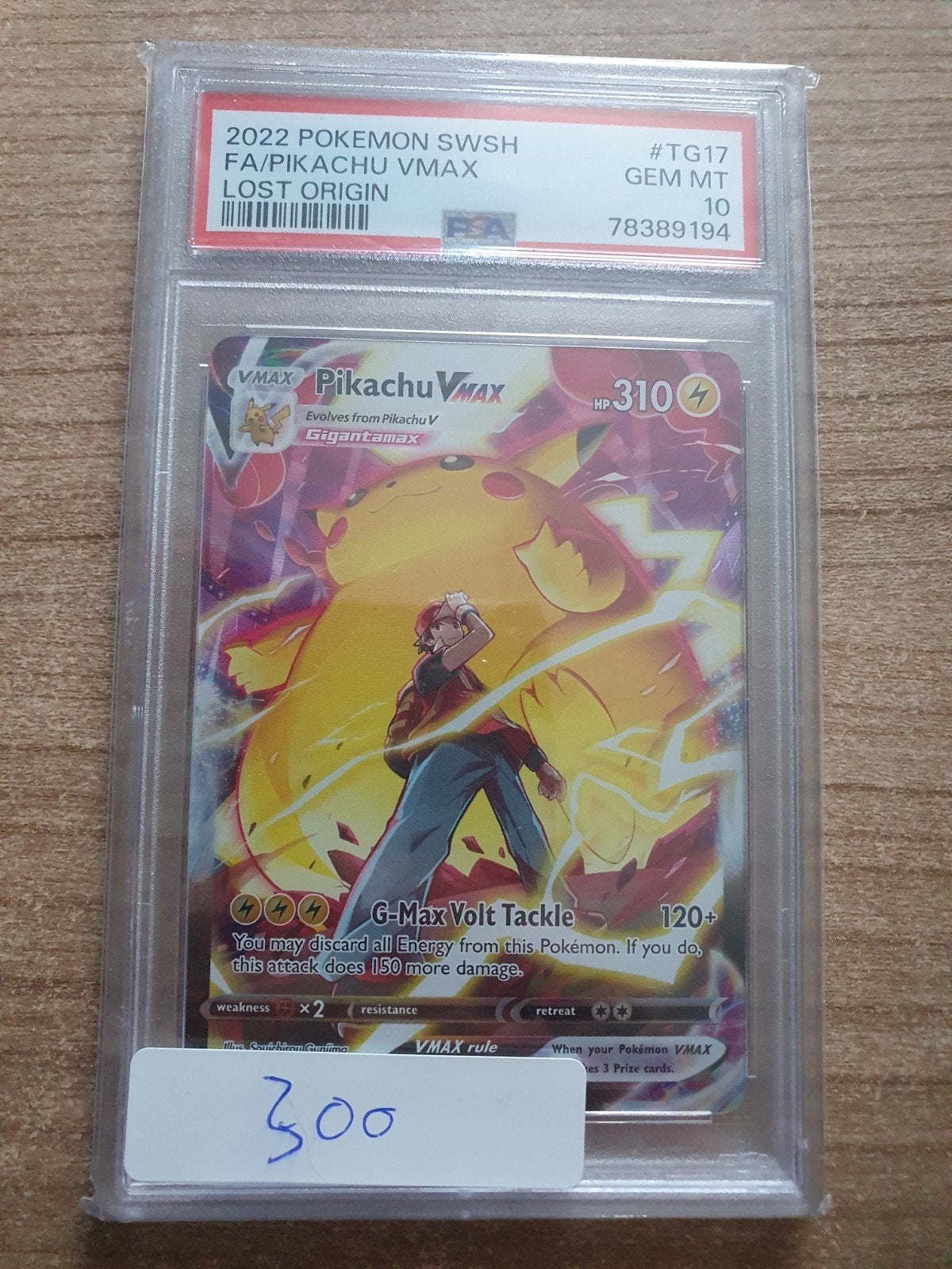 Pikachu VMAX #TG17 PSA 10 Gem Mint - Lost Origin Pokémon Kaa, Ophalen of Verzenden, Nieuw, Losse kaart, Foil