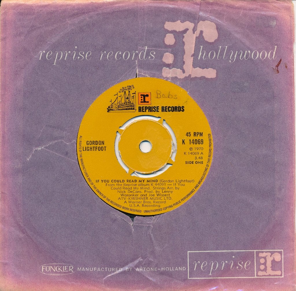 557 Gordon Lightfoot - If you could read my mind (1970), Ophalen of Verzenden, Gebruikt, 7 inch, Pop