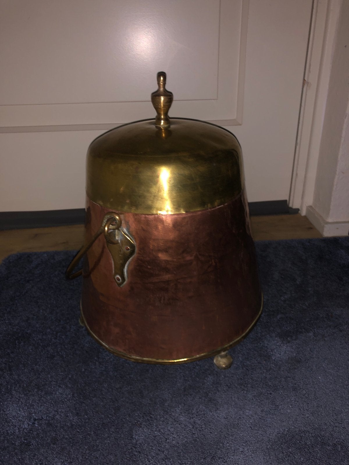 Antieke Koperen Pot met Messing Deksel, Antiek en Kunst, Antiek | Koper en Brons, Ophalen, Koper