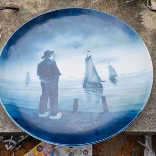 Groot aardewerk bord Societe Ceramique, Antiek en Kunst, Ophalen of Verzenden