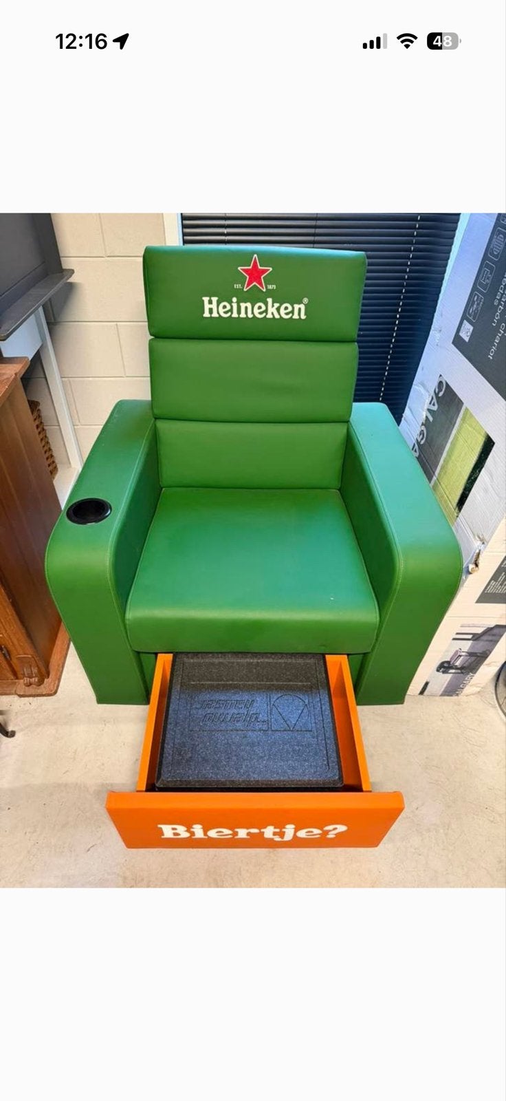 NIEUW! Heineken Stoel met Koelvak en Bekerhouder WK voetbal!, Ophalen, Kunststof, Overige kleuren, Nieuw
