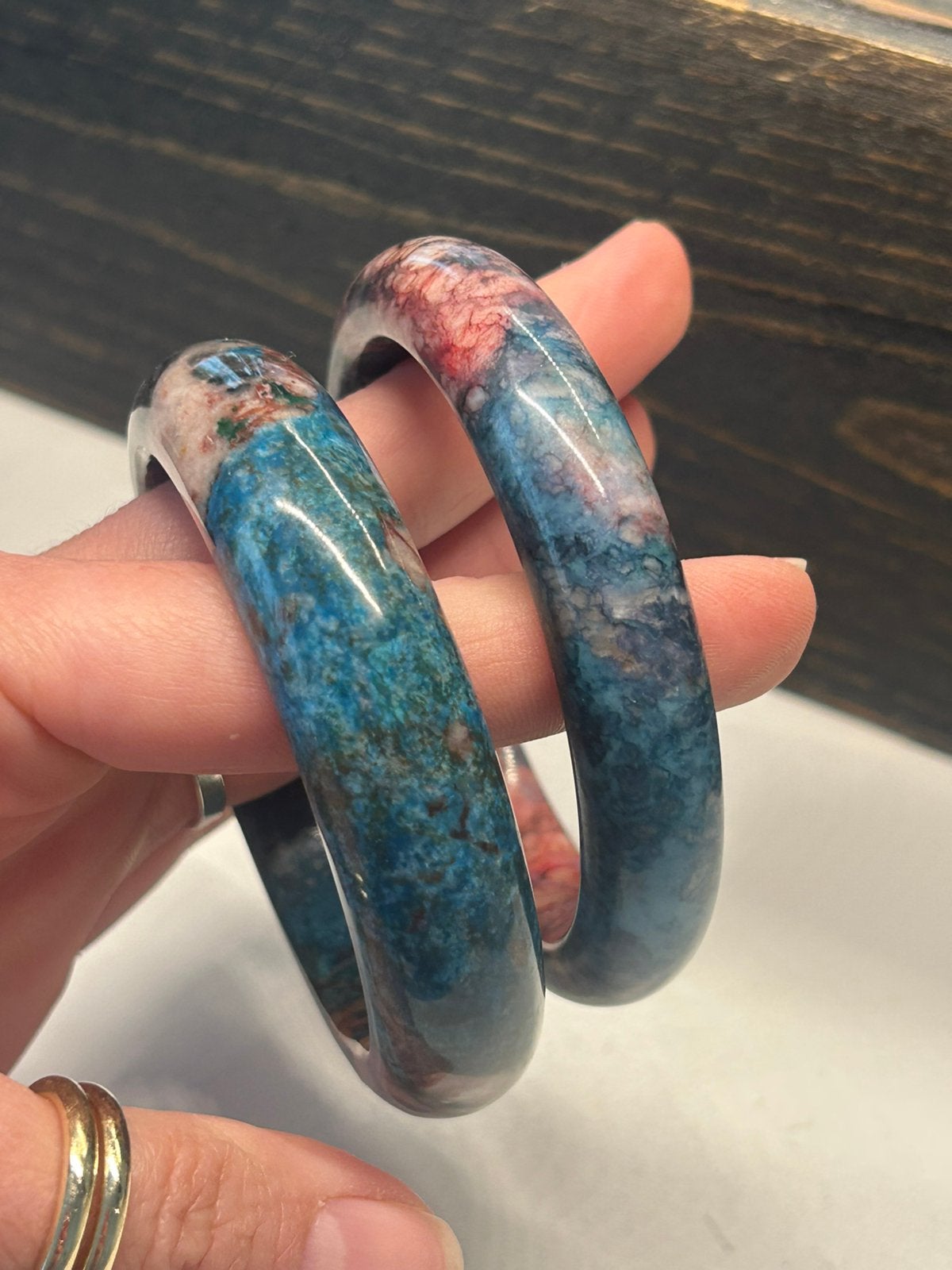 Natuursteen bangles, Ophalen of Verzenden, Zo goed als nieuw, Overige materialen