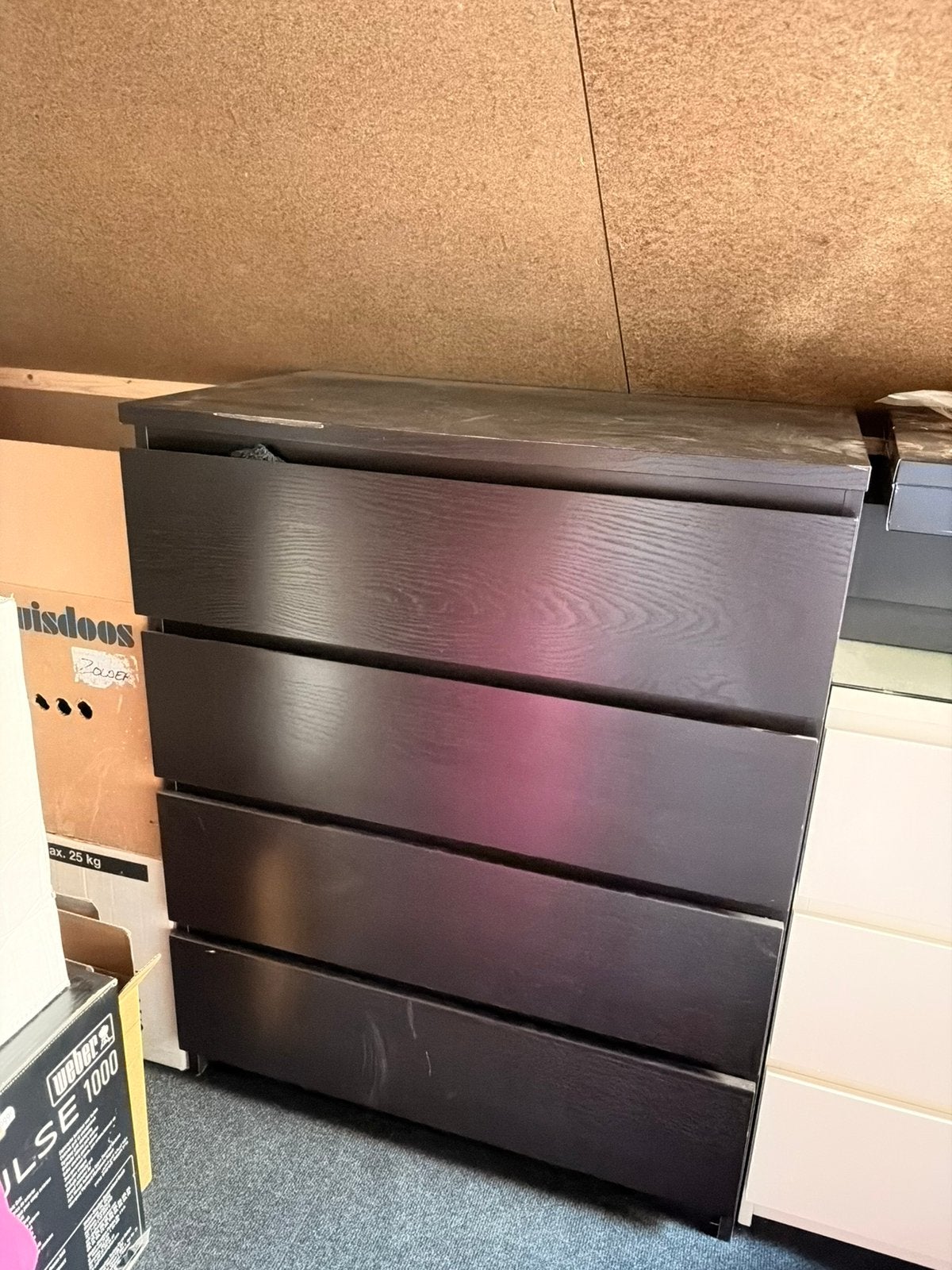 MALM kast IKEA 4 lades zwart/bruin (opknapper!), Ophalen, Gebruikt, 100 tot 150 cm, Meerdere deuren