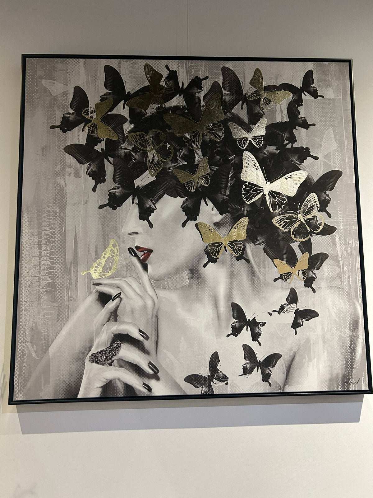 Schilderij met 3D-vlinders - Net echt!, Antiek en Kunst, Ophalen, 3D-effect, Dieren, Gemengde techniek