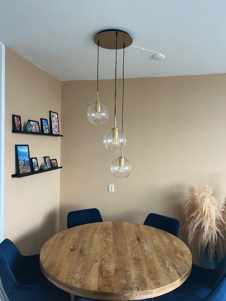 Hanglamp gouden bollen, Ophalen, E27 (groot), Glas, Hanglamp bollen