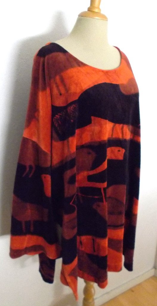 Aparte handgemaakte fluweel print tuniek/top! XXL, Kleding | Dames, Verzenden, Zo goed als nieuw, Maat 46/48 (XL) of groter, Meerkleurig