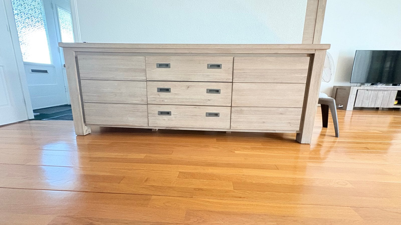 Complete Meubelset Licht Eiken: Dressoir, Hoge Kast, TV-Meub, Ophalen, Gebruikt, 150 tot 200 cm, Eikenhout