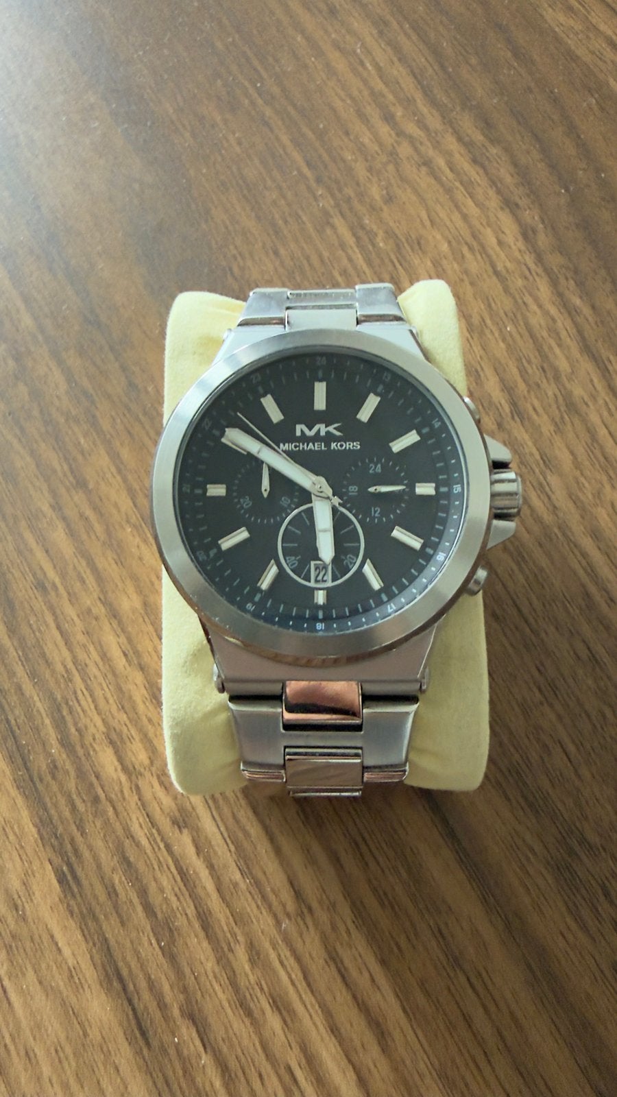 Michael Kors Herenhorloge - Zilverkleurig met Zwarte Wijzerp, Sieraden, Tassen en Uiterlijk, Staal, Polshorloge, Zo goed als nieuw