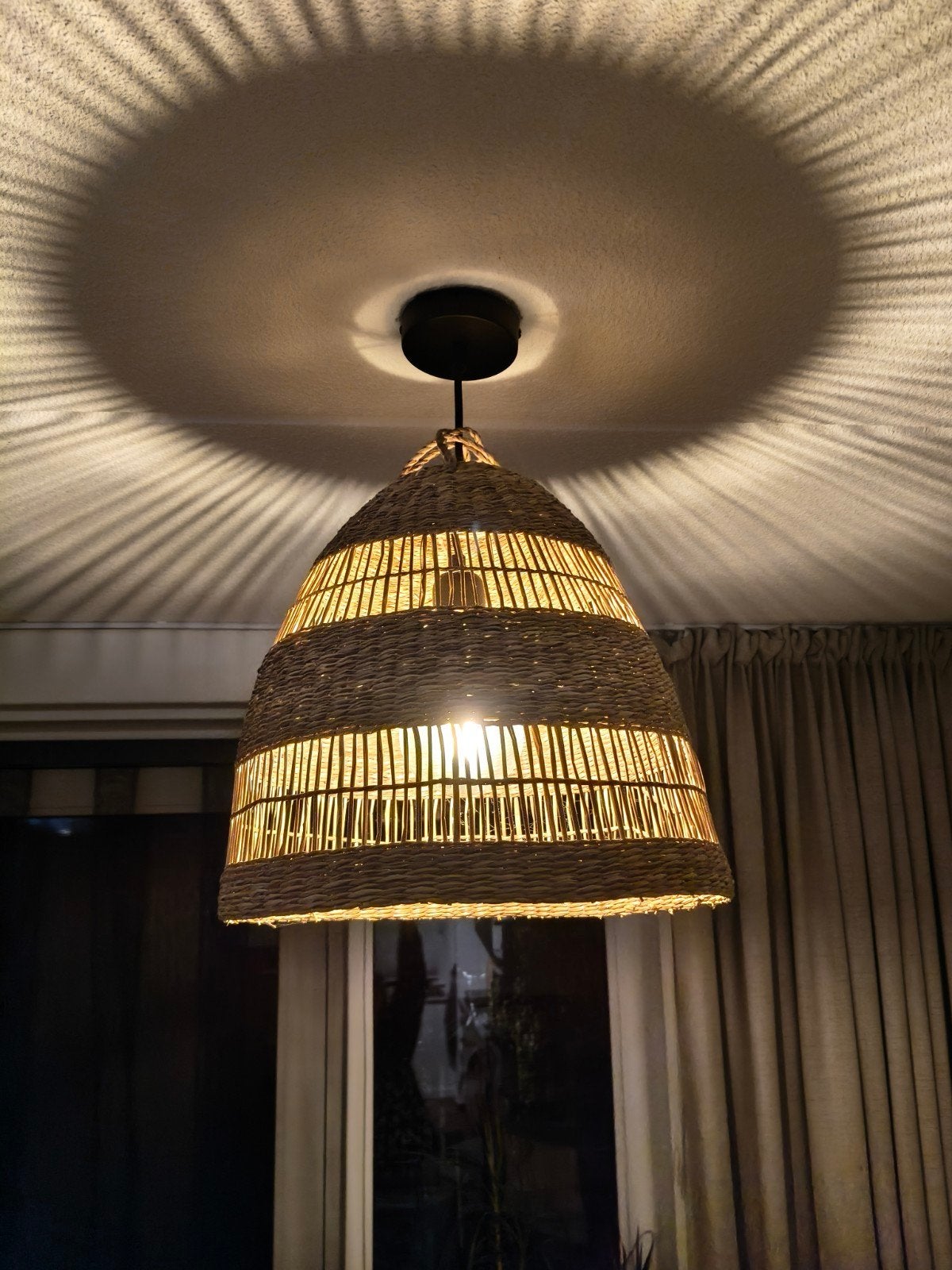 IKEA TORAREDS Hanglampenkap Zeegras Handgemaakt 55cm, Natuurlijk materiaal, Beige, Zo goed als nieuw, Overige vormen