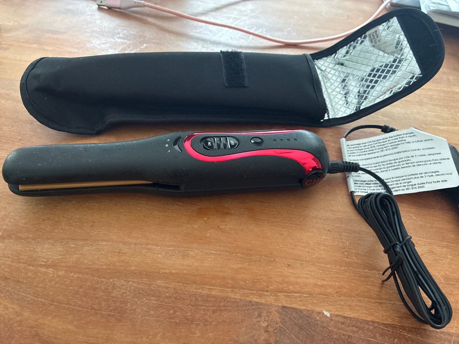 CHI Draadloze Stijltang met Oplaadkabel en Hoes, Witgoed en Apparatuur, Ophalen of Verzenden, Gebruikt, Haarverzorging