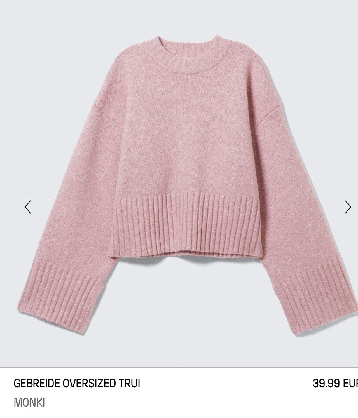 Monki Oversized Gebreide Trui Roze Maat S-M, Ophalen of Verzenden, Nieuw, Maat 38/40 (M), Roze
