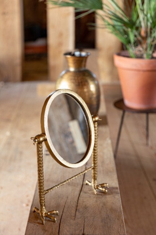 DUTCHBONE FALCON gouden make-up spiegel op standaard, Minder dan 50 cm, Ophalen of Verzenden, Zo goed als nieuw, Minder dan 100 cm