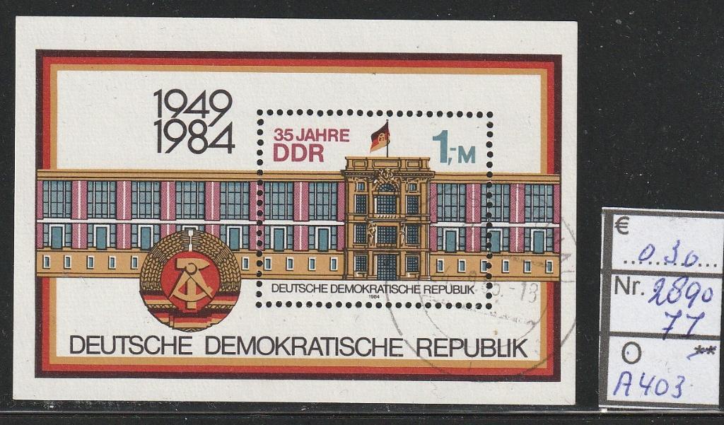 DDR 35 Jaar Blok 77 Michel 2890 Nr.A403g, Verzenden, DDR, Gestempeld