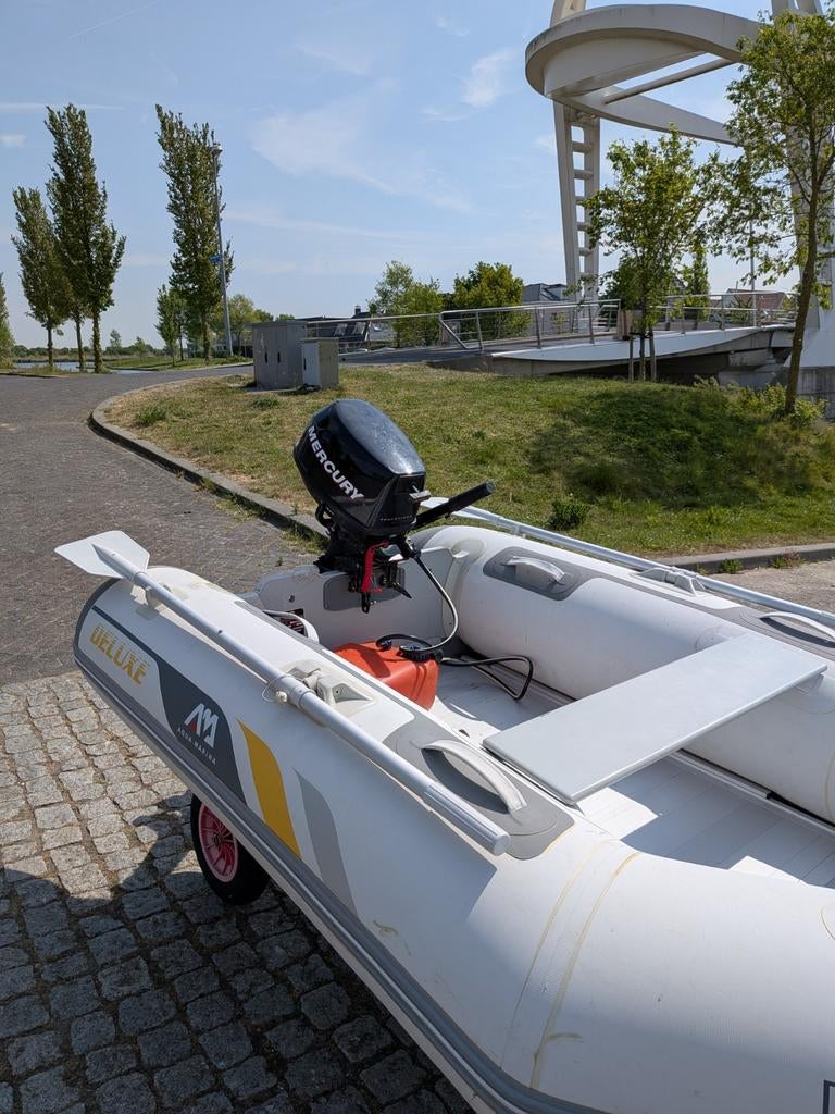 Rubberboot + 6pk 4t mercury + handtrailer, Aluminium, Zo goed als nieuw, Benzine, Minder dan 70 pk