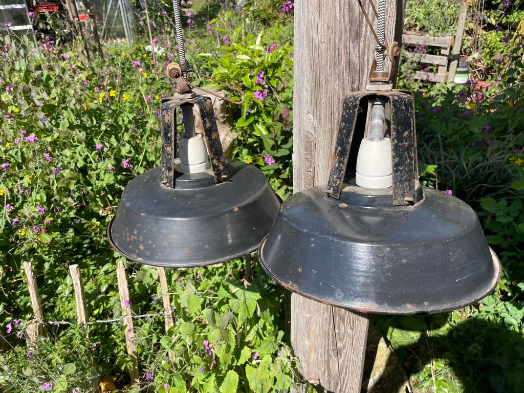 Zwarte ge-emailleerde hanglampen, Ophalen, Minder dan 50 cm