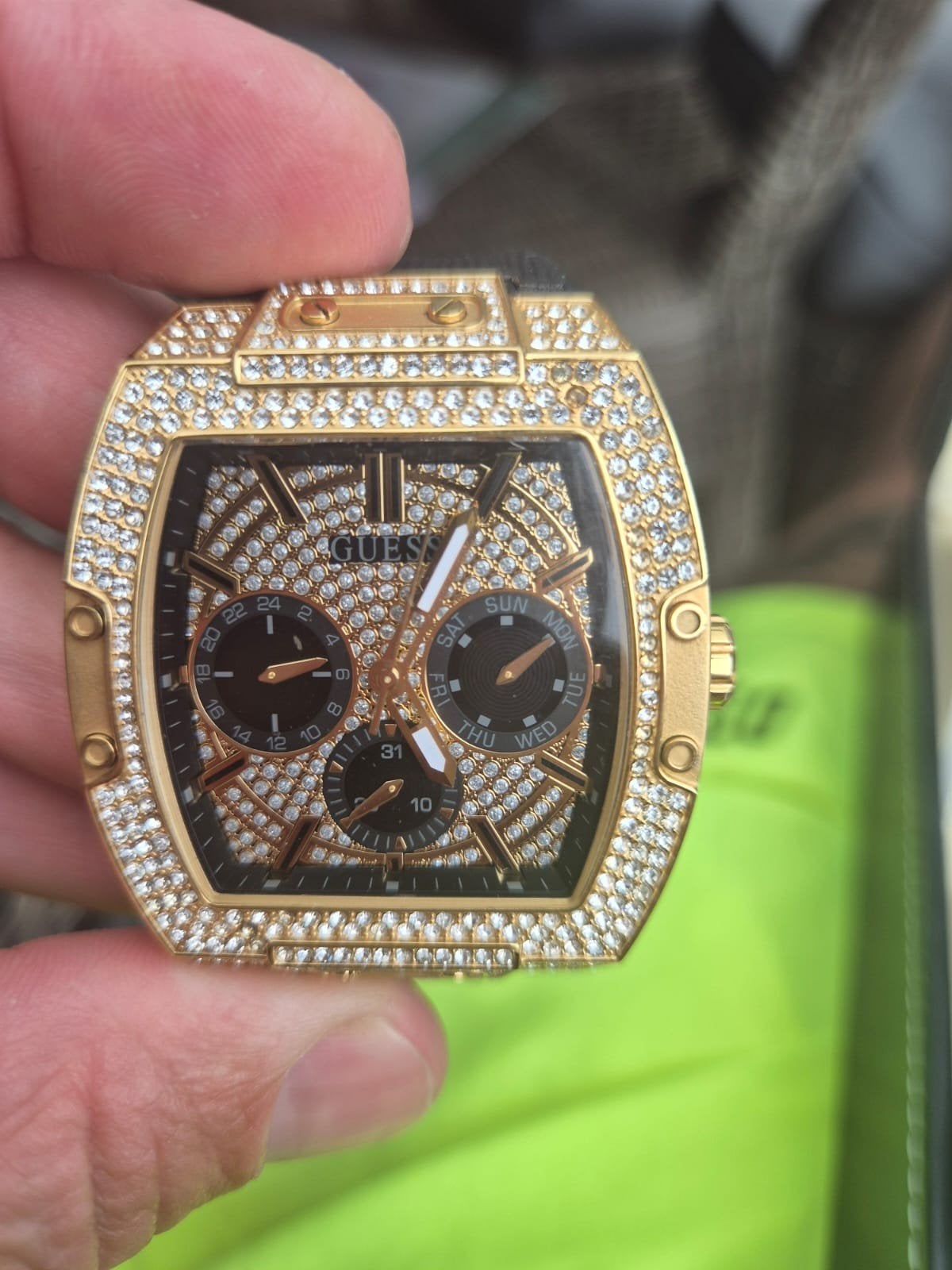 Guess horloge met strass steentjes, Overige merken, Overige materialen, Gebruikt, Polshorloge