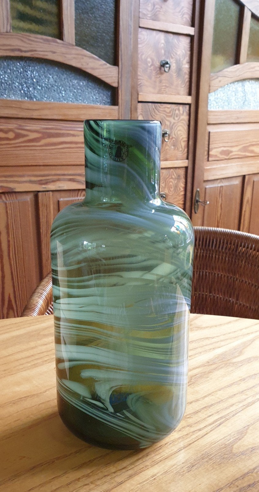Groene Swirl vaas Ikea PS 2017 Iina Vuorivirta, 26 cm, Handgemaakt, Ophalen of Verzenden, Glas