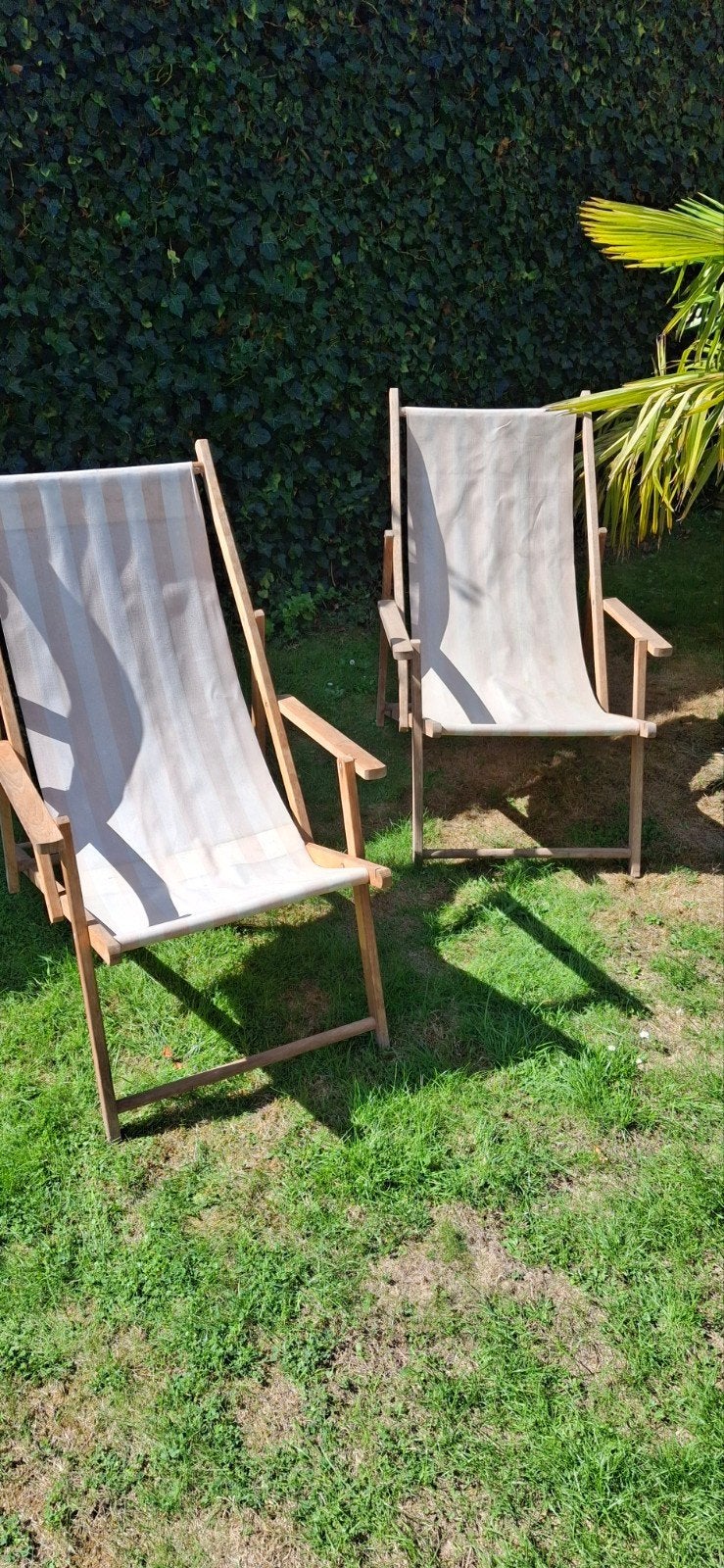 Vintage houten strandstoel / ligstoel, Tuin en Terras, Ophalen, Gebruikt, Hout