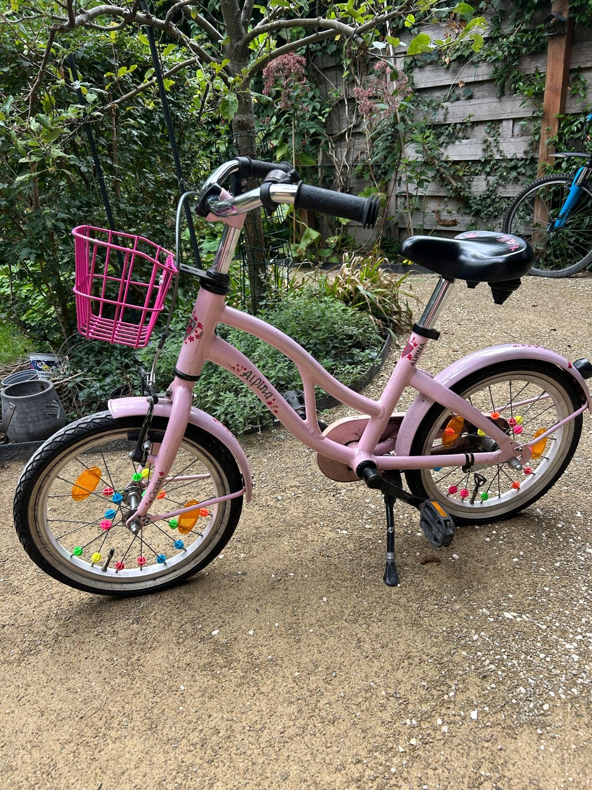 Alpina kinderfiets 16 inch - Roze met mandje, Ophalen, Gebruikt, Velgrem, 16 tot 20 inch