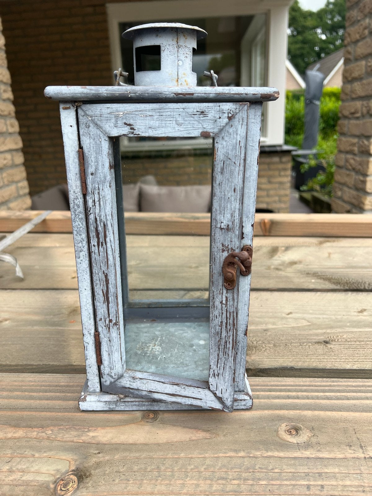 Decoratieve houten lantaarn - Shabby Chic, Antiek en Kunst, Ophalen of Verzenden