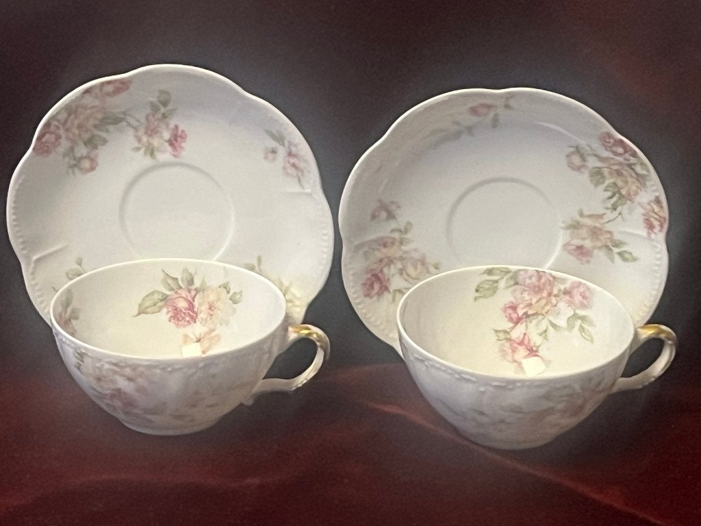 Antieke Haviland Limoges kopjes & schotels La Haye ca.1900, Ophalen of Verzenden