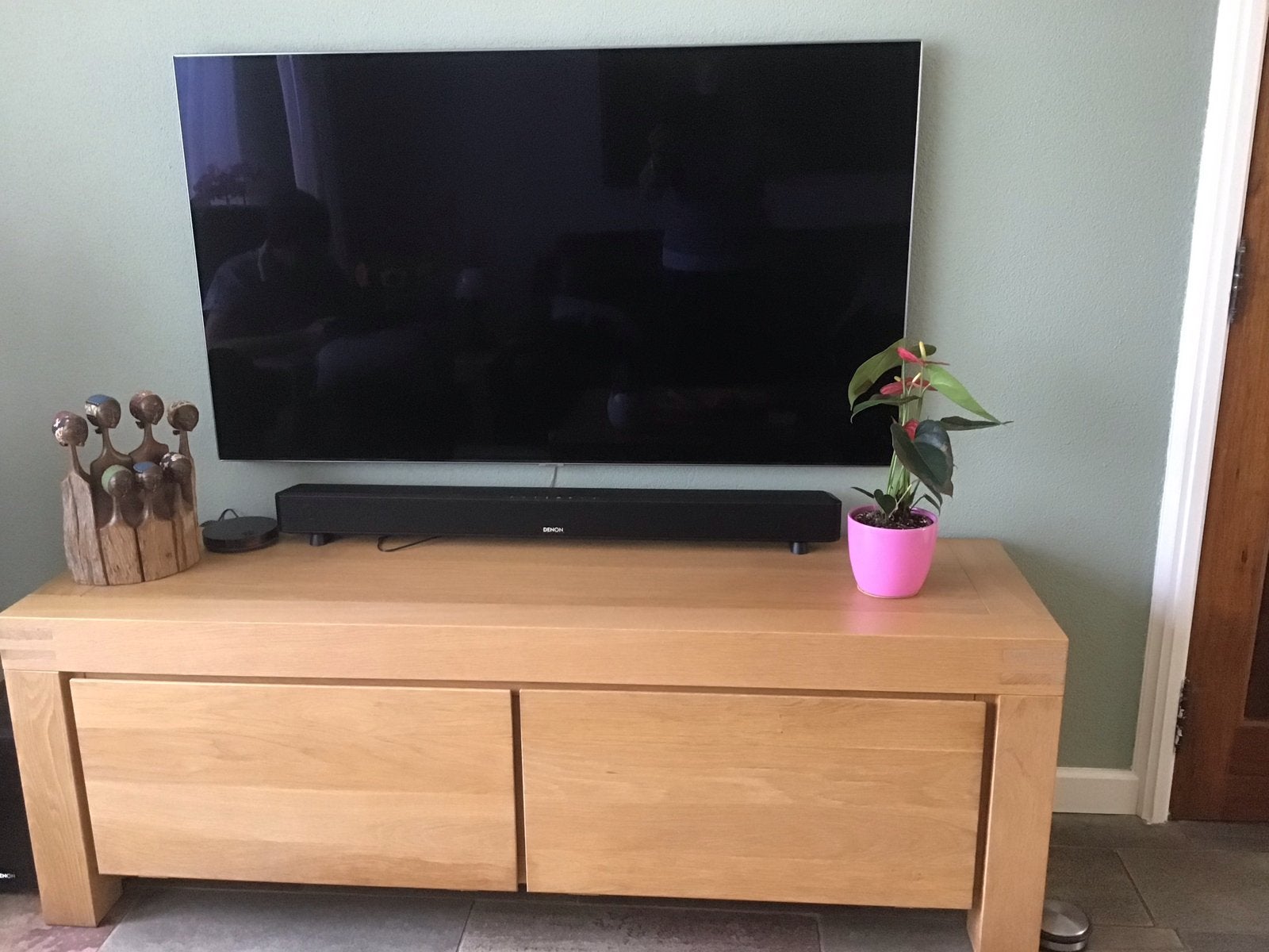Mooi eiken tv meubel - 160 cm lengte, Huis en Inrichting, Kasten | Televisiemeubels, Ophalen, Gebruikt, 150 tot 200 cm, Eikenhout